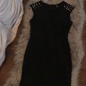 Black studded shoulder dress